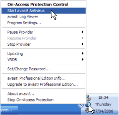 Right click the blue A Avast logo