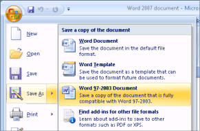 Select Save As and then Office 97-2003